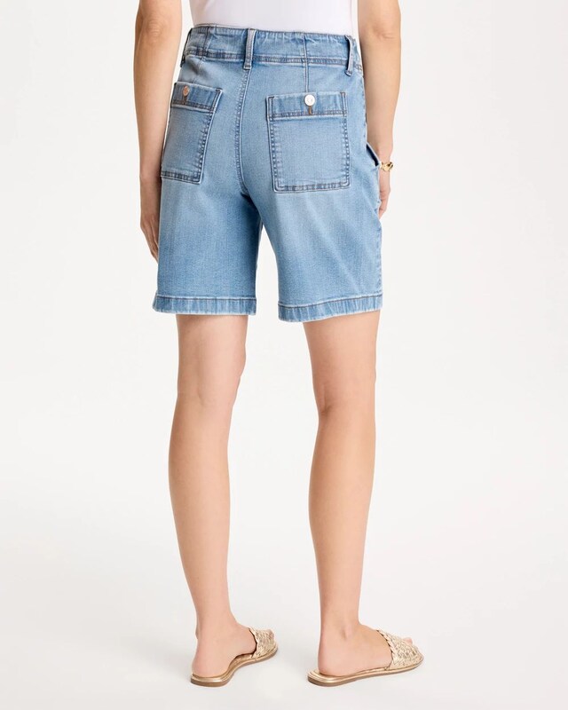 Pull-On Scallop Button Jean Shorts - image 3